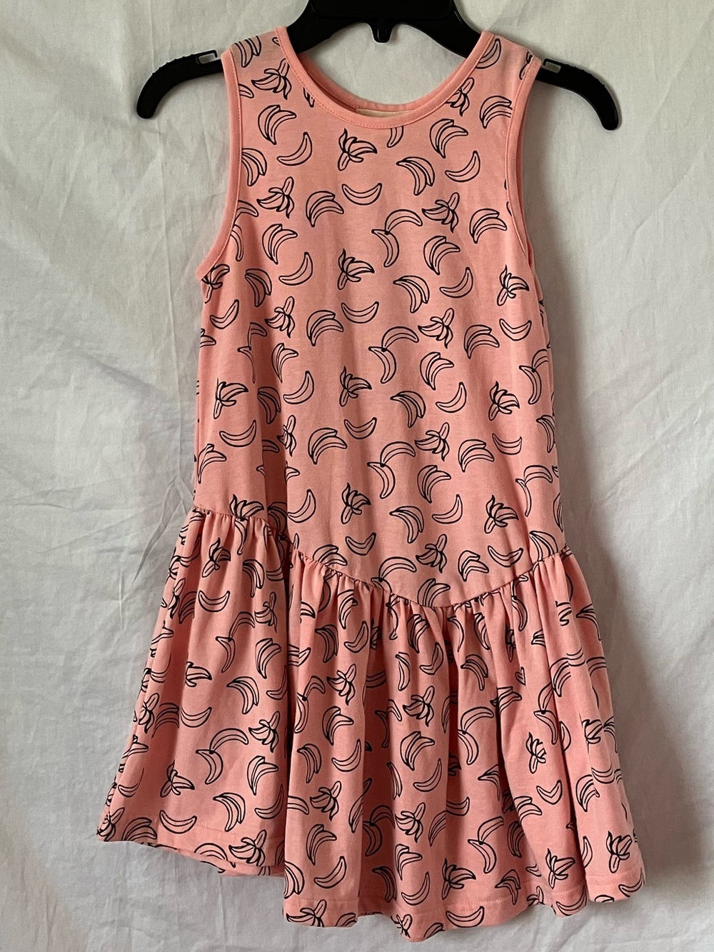 Peas and Queues Banana Print Drop-Waist Dress - Size 7